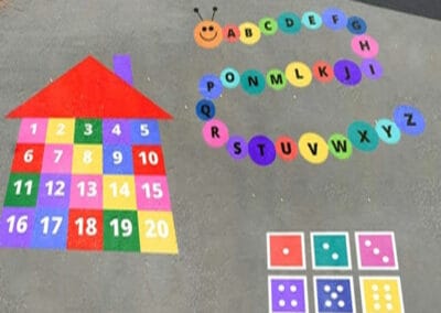 Thermoplastic line marking Mini Games in a primary school playground