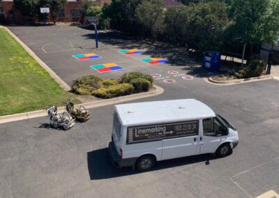 Linemarking Solutions Van | Line marking in a primary school